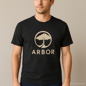 Arbor L Black Landmark Logo Graphic T-Shirt Organic Cotton